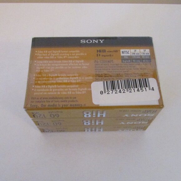 NEW Sony Hi8 HMP Digital8 Video Recording Tape, Sealed 3 pack - Picture 7 of 7